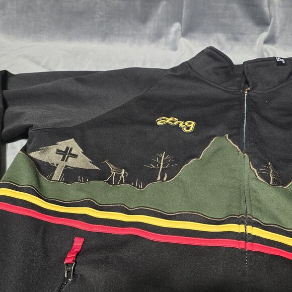 LRG Clothing & Equipment Lion Emblem Safari Print,Men's 3XL Black Track Jacket - Picture 4 of 13